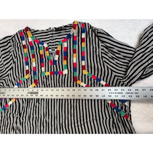 Andrée By Unit Womens Ivonca Striped Top With Color Block Embroidery 2X Black - Picture 6 of 8